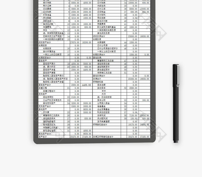 资产负债表EXCEL模板