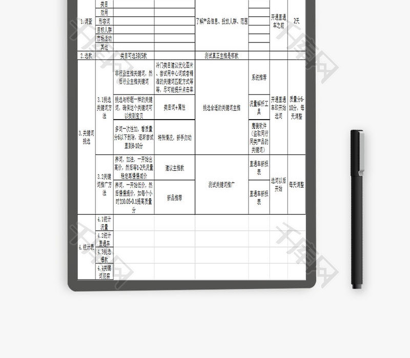 日常办公直通车工作计划Excel模板