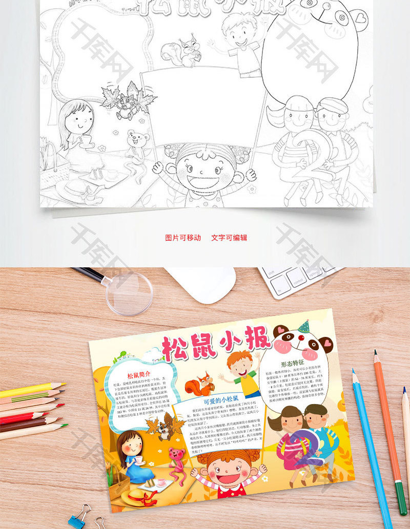 黄色松鼠小报word手抄报
