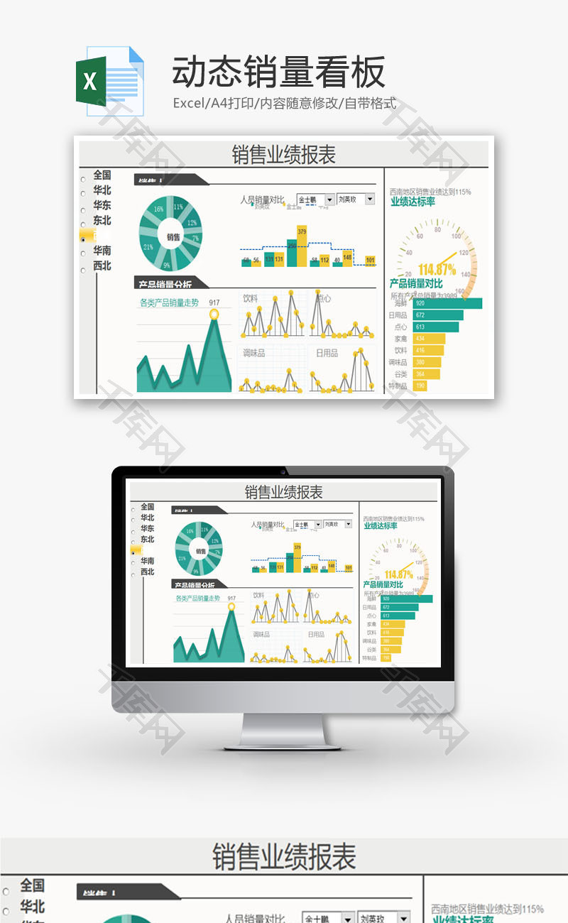 动态销量看板EXCEL模板