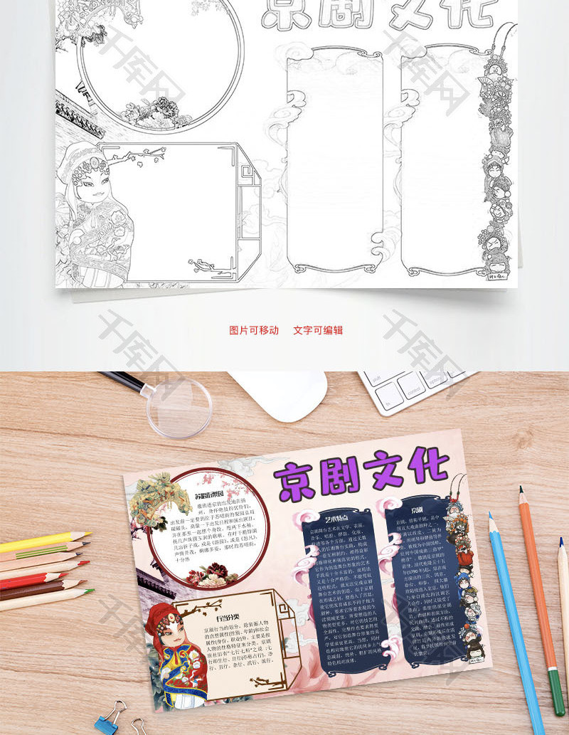 京剧文化分类word手抄报