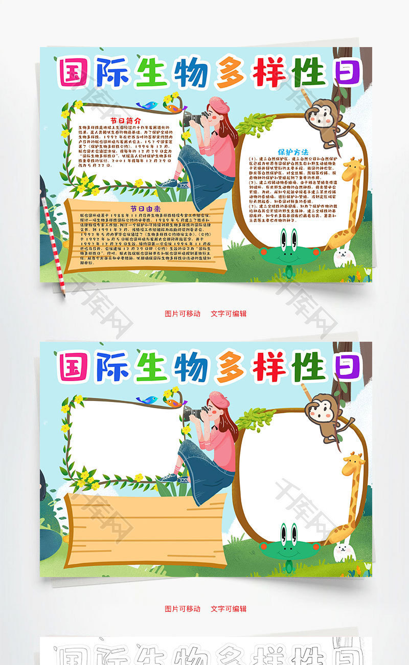 cop15生物多样性手抄报,小学生cop15手抄报 办公文档 katong 卡通国际生物多样性小报word手抄报 字体来源:©