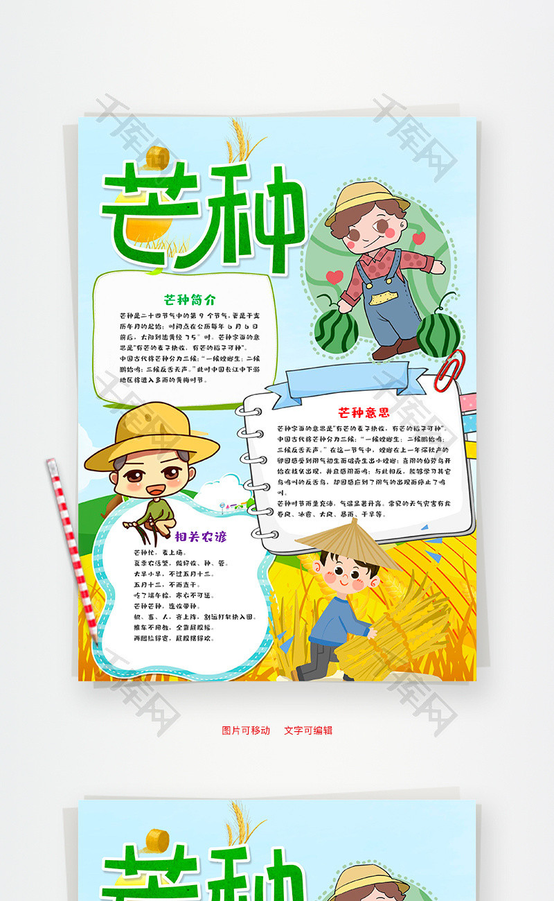 竖版芒种小报word手抄报