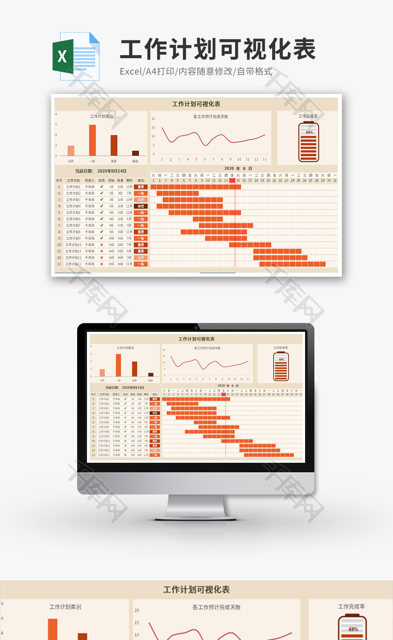 工作计划可视化表Excel模板