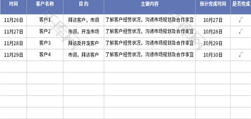 出差行程计划表Excel模板