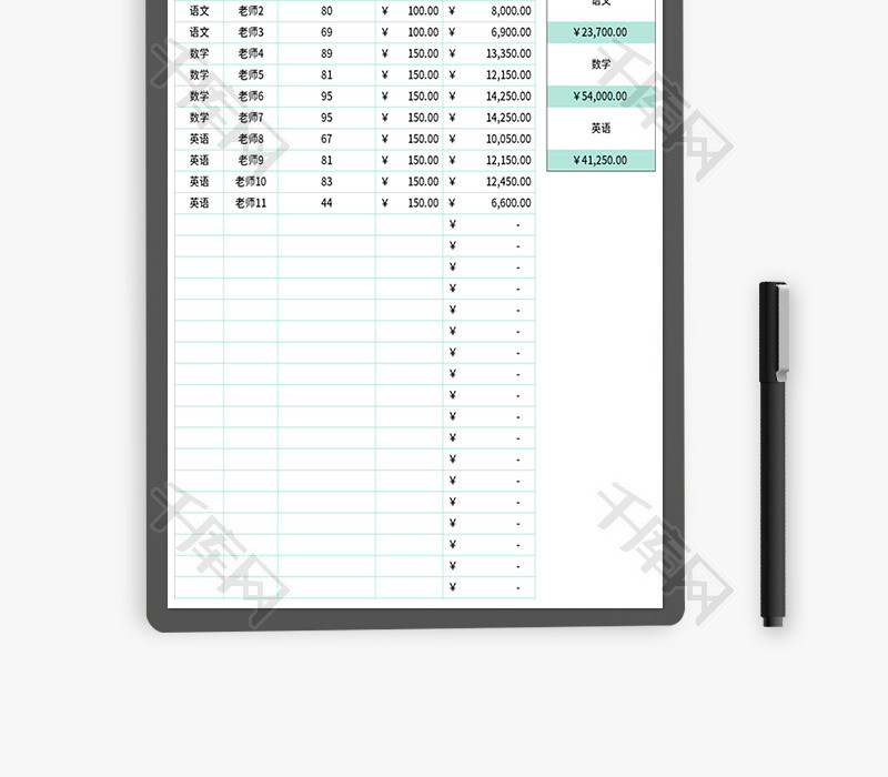 培训行业老师费用支出表Excel模板