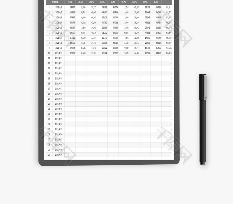 销售业绩完成登记表Excel模板