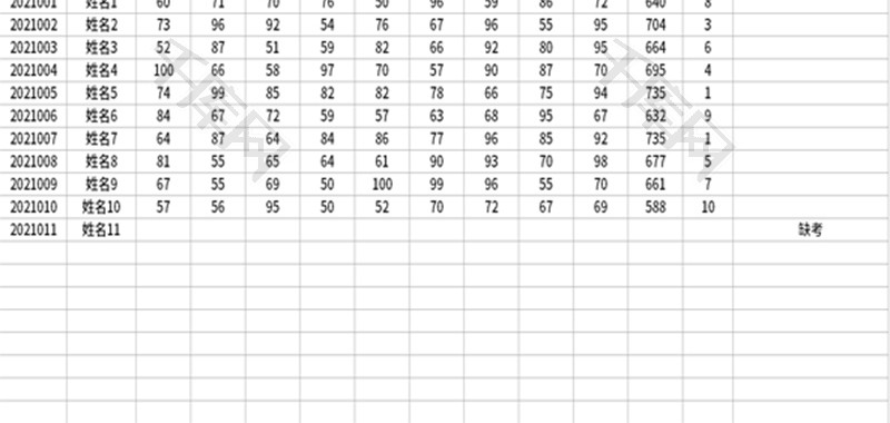 学生成绩单Excel模板