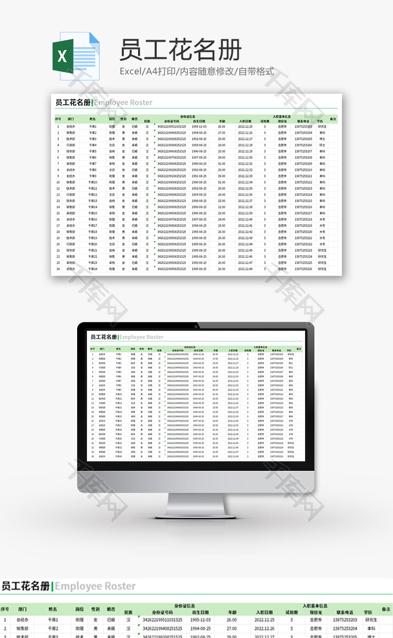 员工绩效考核表Excel模板