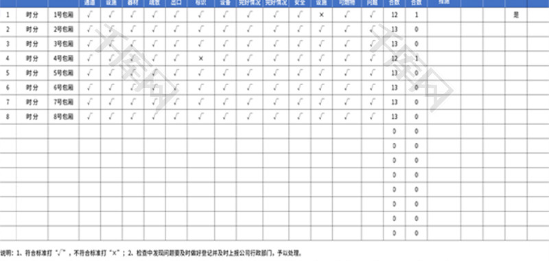 KTV消防安全日巡查记录表Excel模板