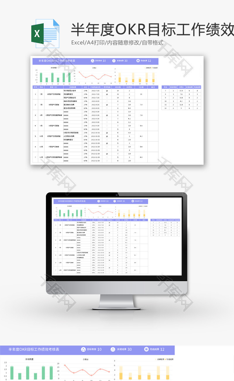OKR目标工作绩效考核表Excel模板