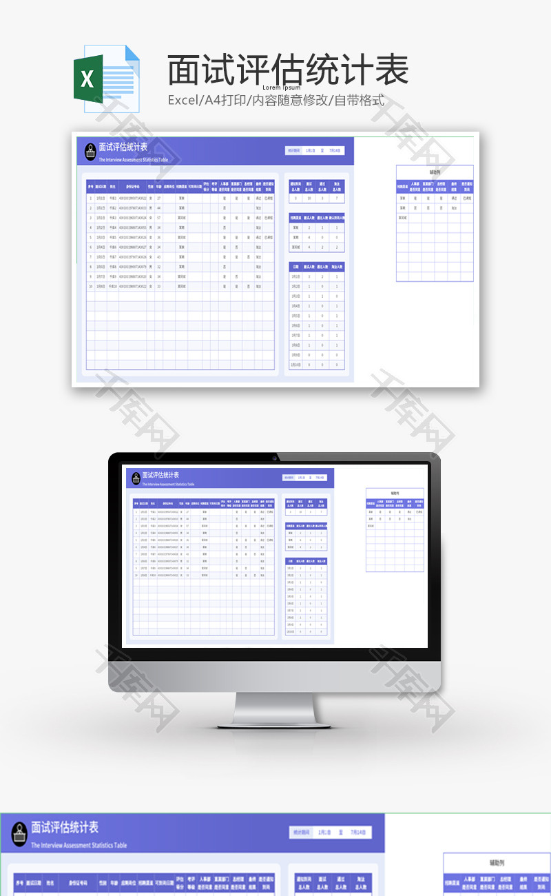面试评估统计表Excel模板