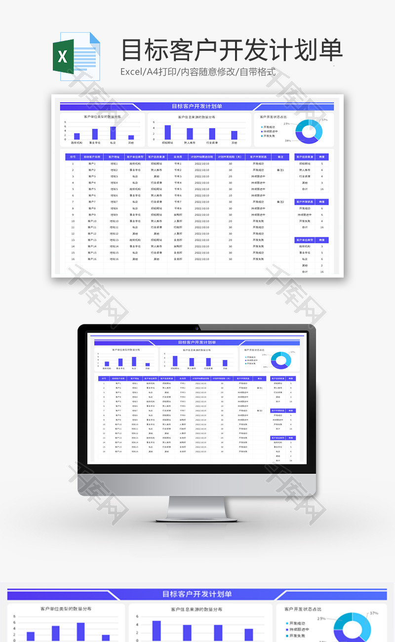 目标客户开发计划单Excel模板