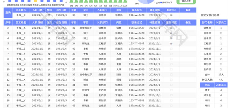 员工入职登记明细表Excel模板