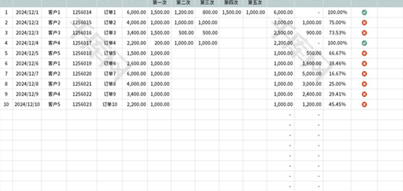 客户订单对账明细表Excel模板