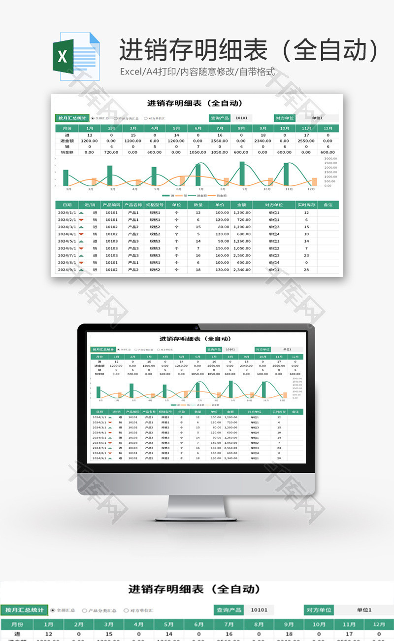 进销存明细表Excel模板