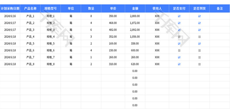 618采购计划清单表Excel模板