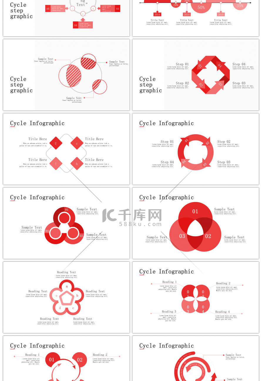 30套红色简约数据分析PPT图表合集