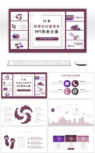 30套深紫色创意PPT图表合集