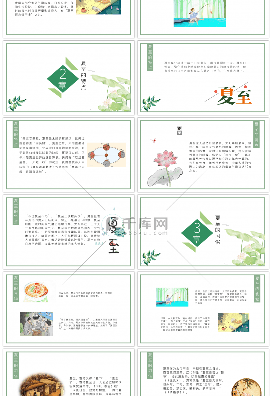 清新简约风二十四节气夏至介绍PPT模板