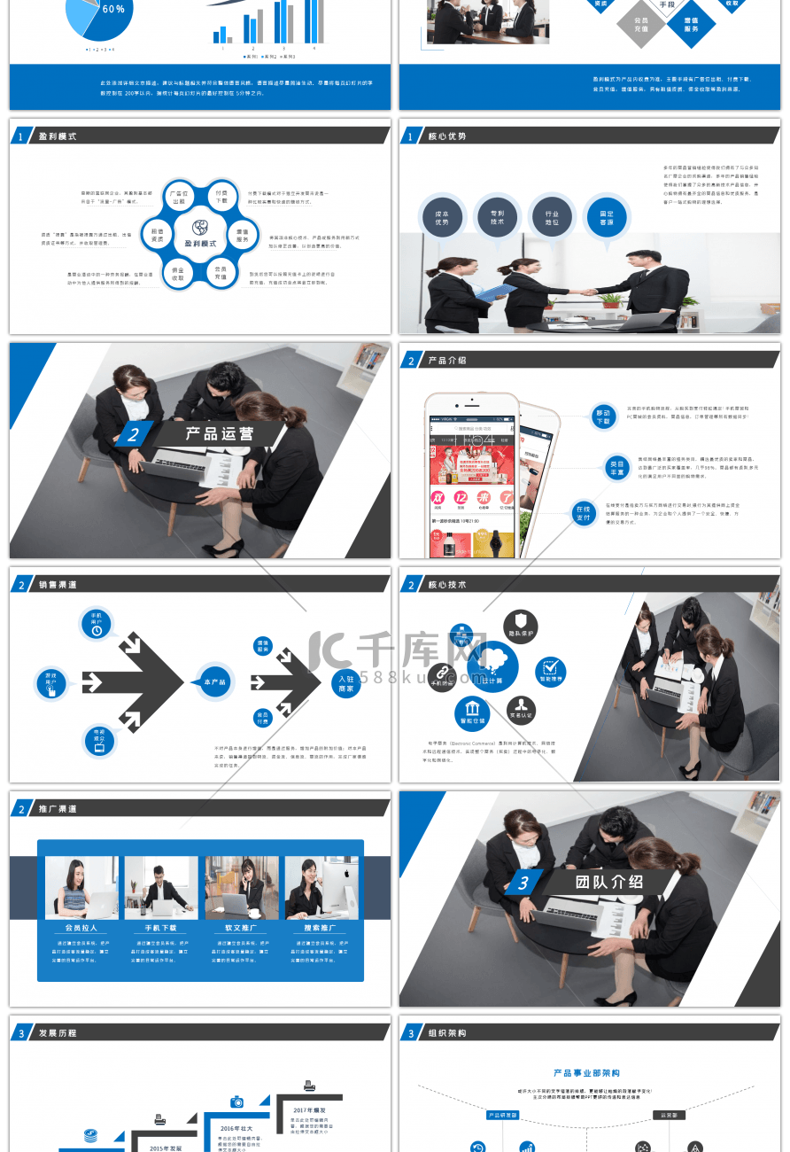 蓝色商务简约商业计划工作总结PPT模板