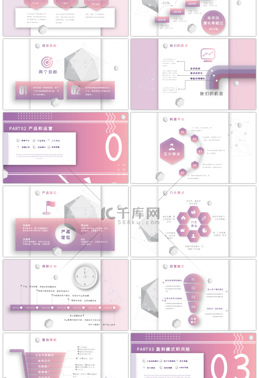 紫色大气渐变创意商业项目计划书PPT