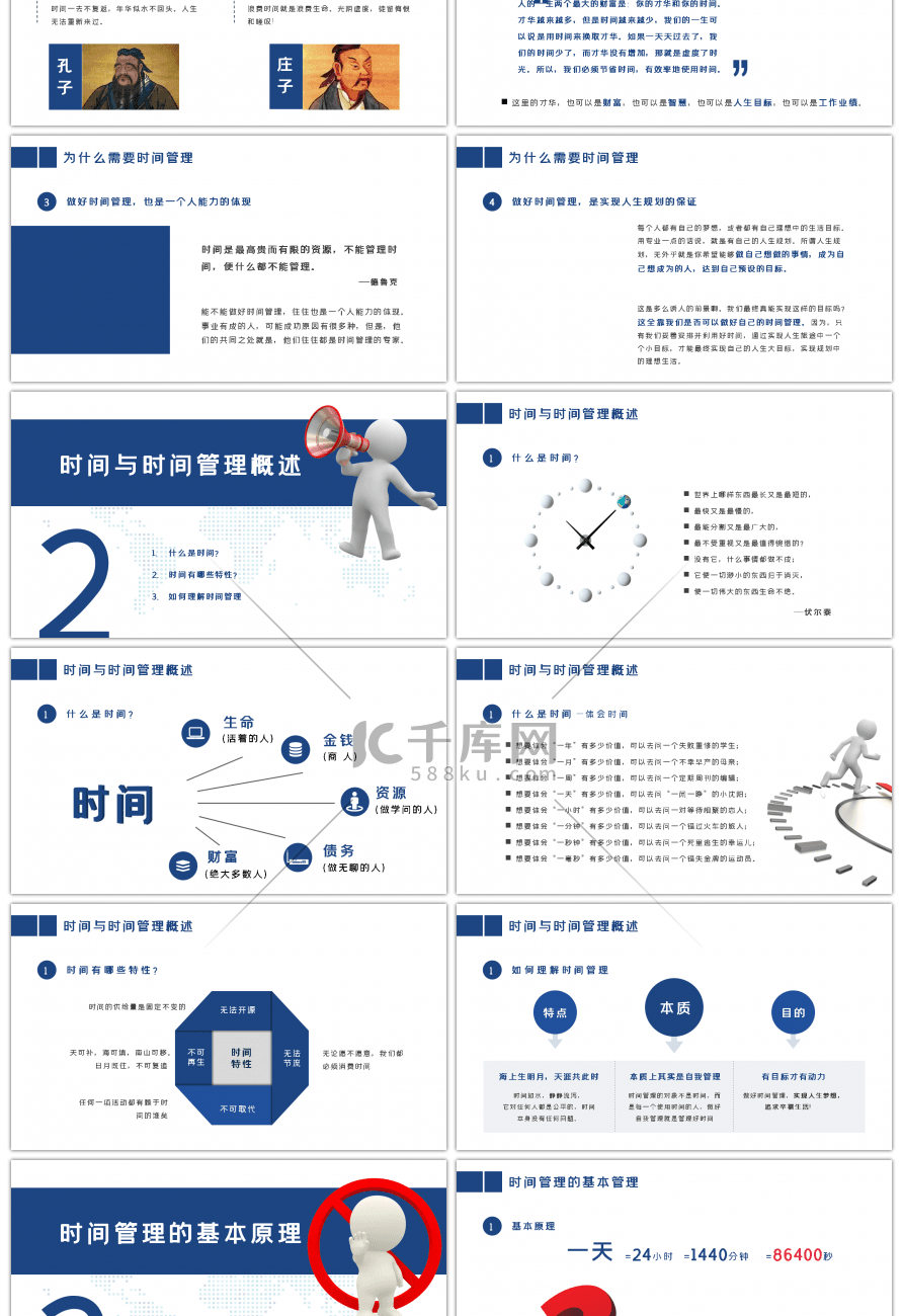 商务蓝色时间管理技能之员工培训PPT模板