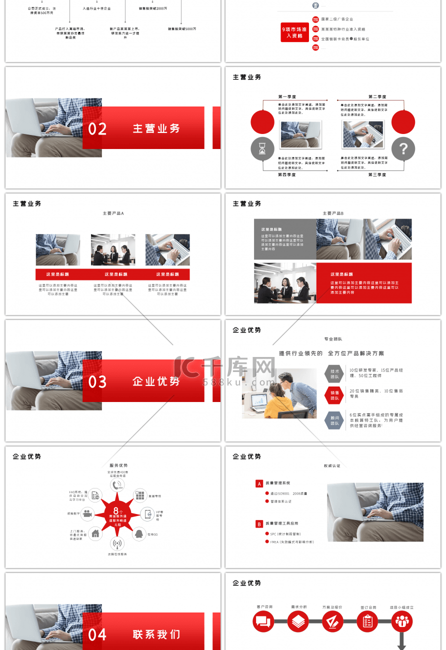 红色商务公司介绍产品展示PPT模板