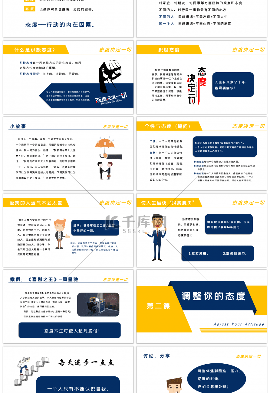 商务风态度决定一切员工培训PPT模板