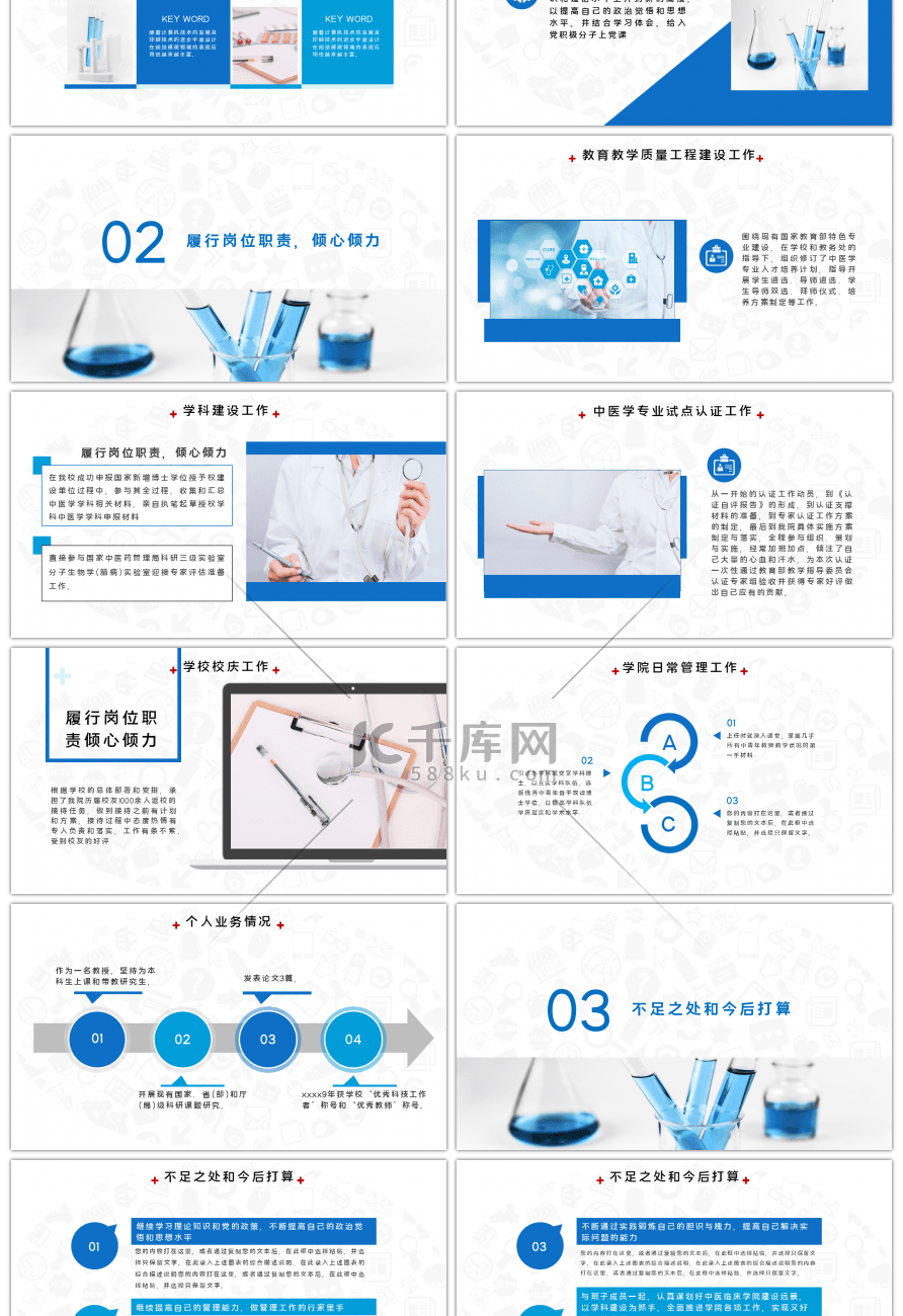 简约医疗行业医院干部述职报告PPT模板