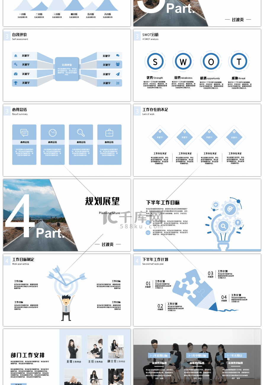 大气创意勇往直前工作总结PPT模板