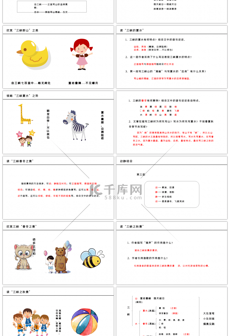 人教版八年级上册三峡语文课件PPT模板