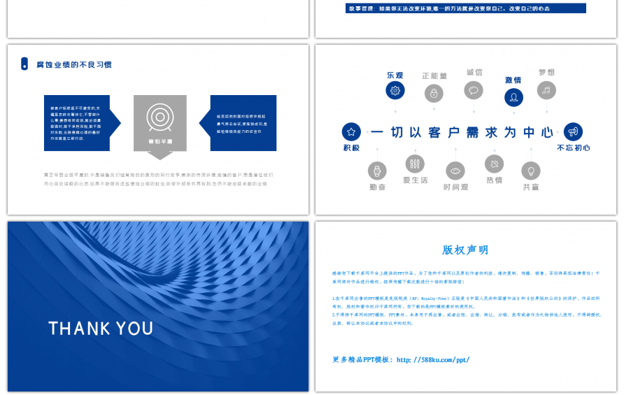 蓝色商务销售人员心态培训ppt模板