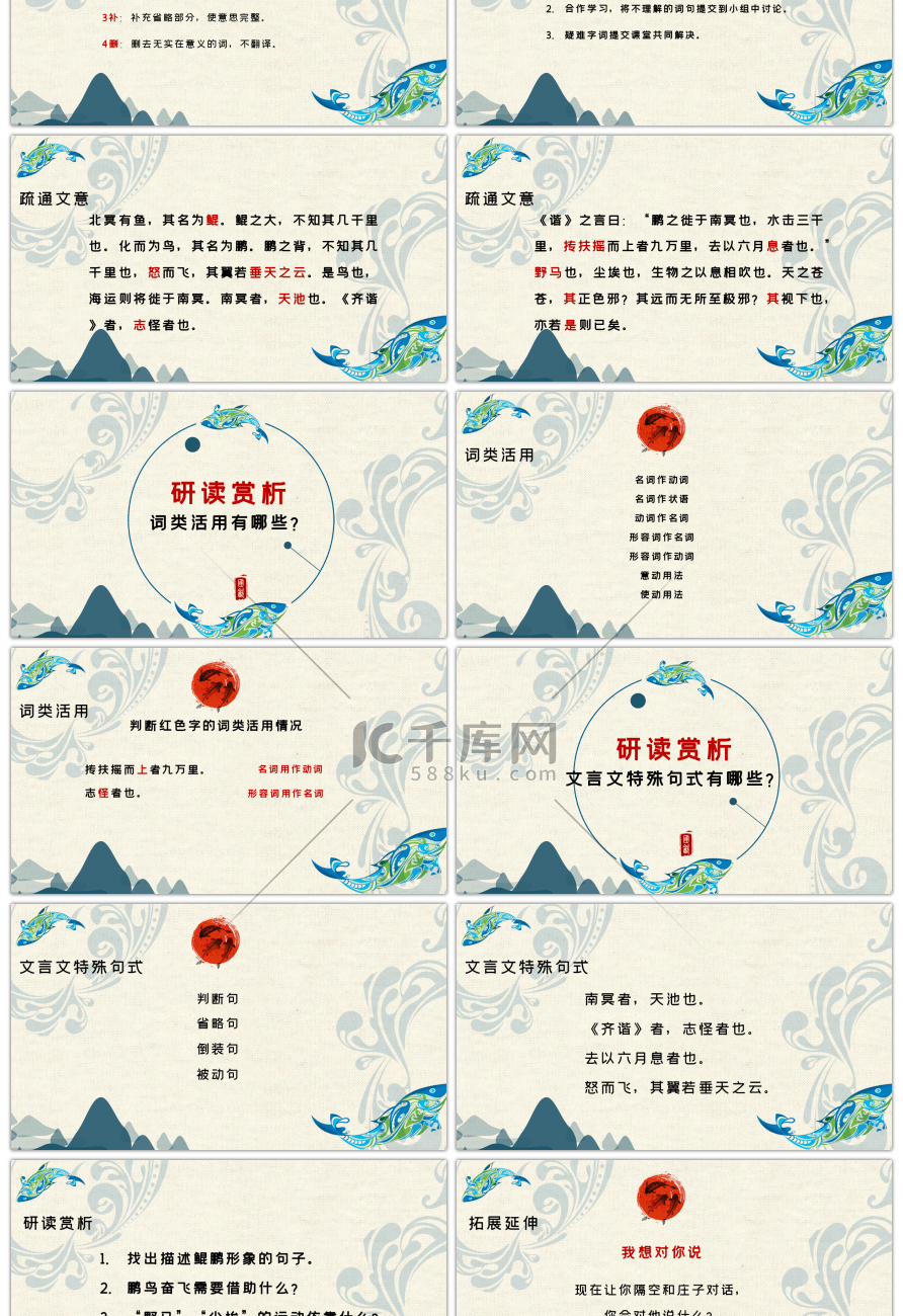 人教版语文八年级北冥有鱼教学课件PPT模板