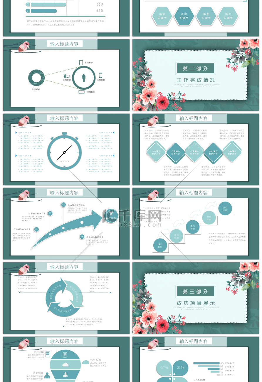 清新文艺商务计划总结报告PPT模板