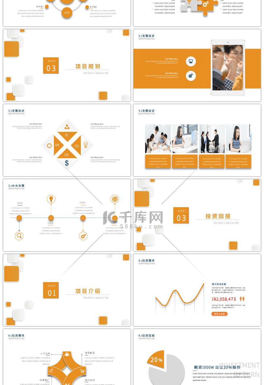 橙色简约商业计划书PPT模板