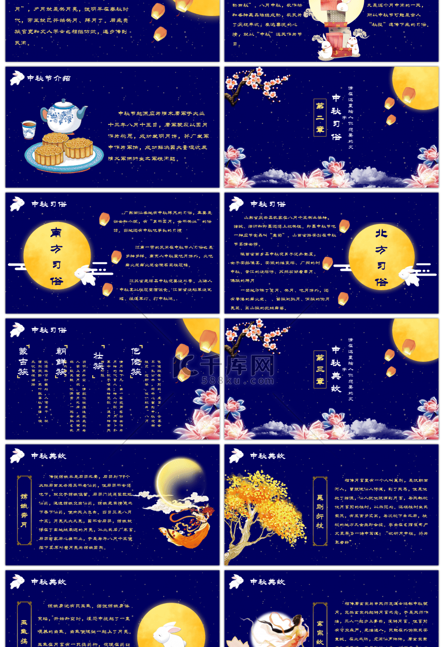 典雅中秋佳节节日文化介绍模板
