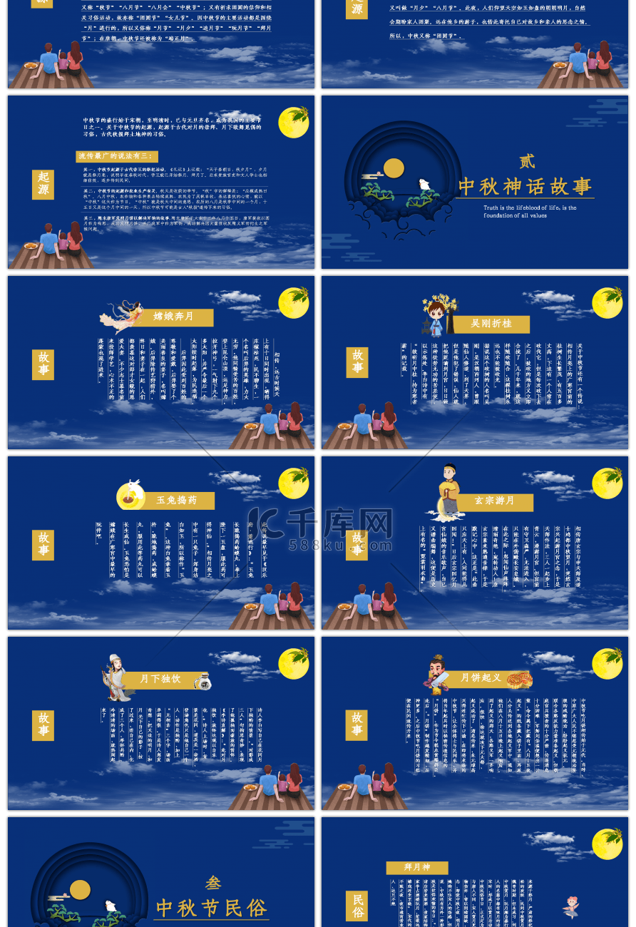 中国风传统节日中秋节介绍PPT模板