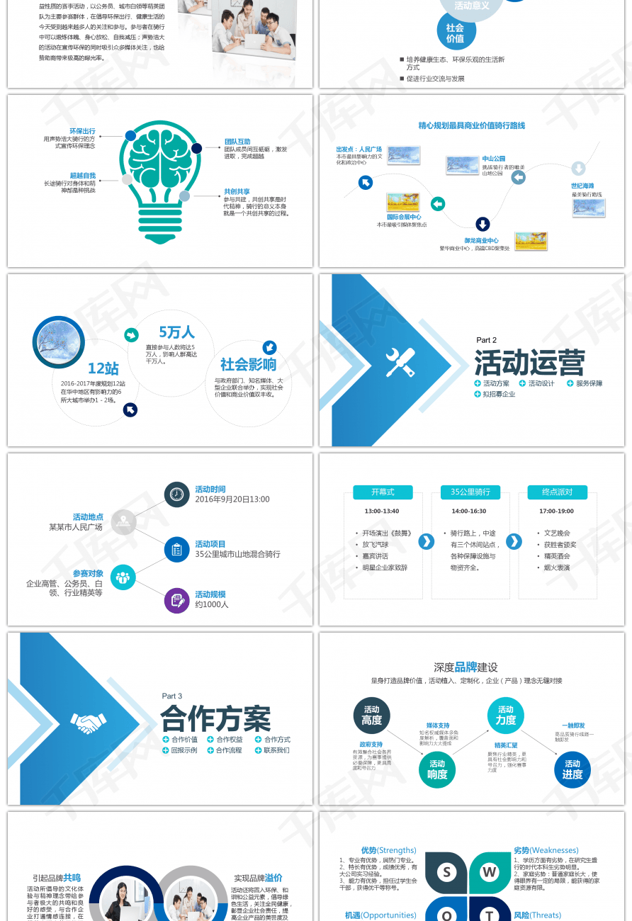 蓝白几何简约大气招商合作方案ppt模板