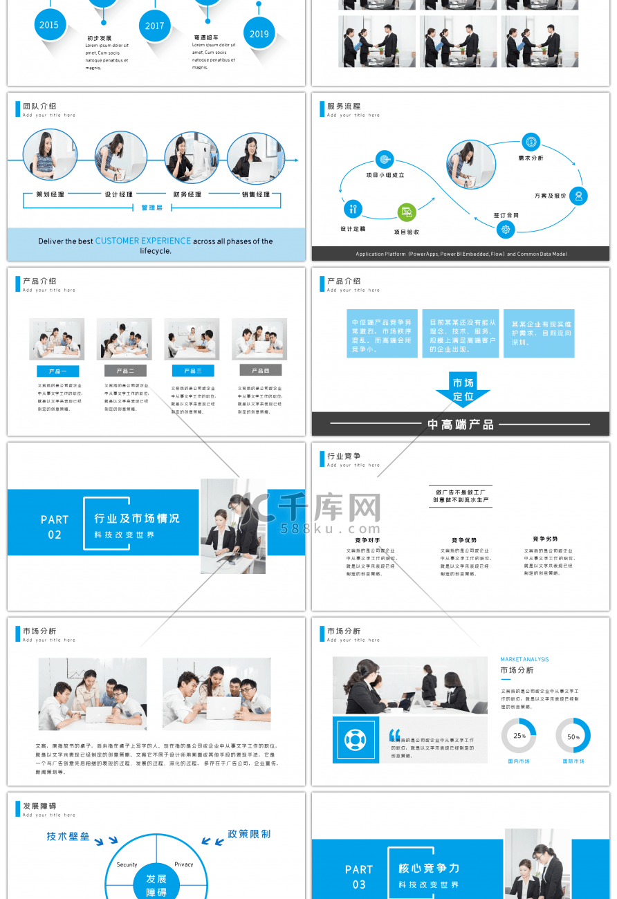 蓝色大气企业宣传商业计划书PPT模板