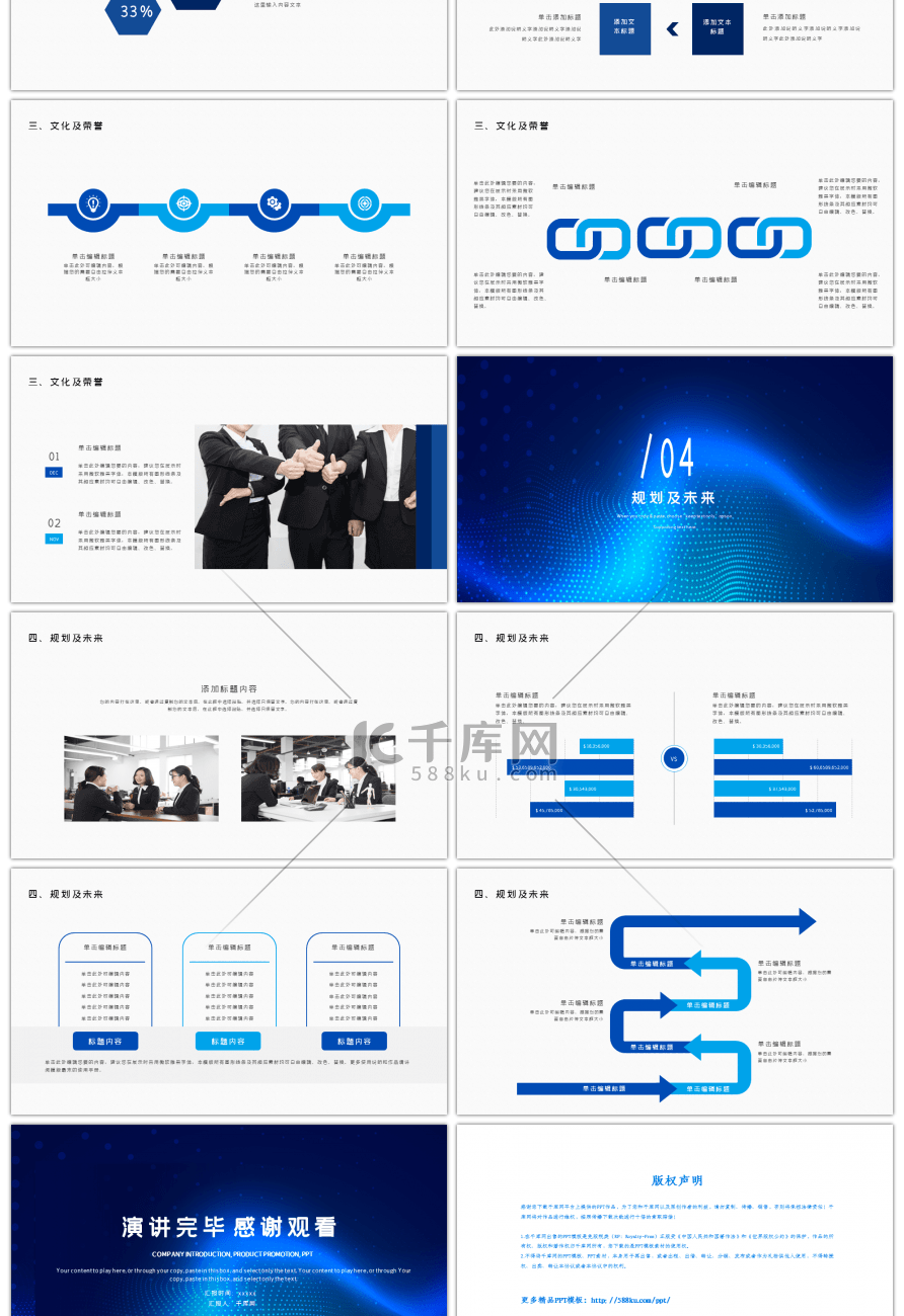 蓝色简约公司介绍产品宣传PPT模板