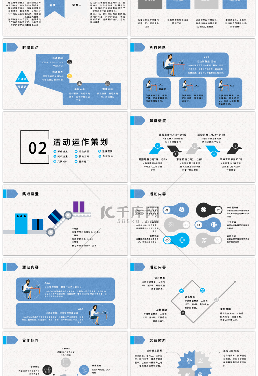 蓝色简约活动策划执行方案PPT模板