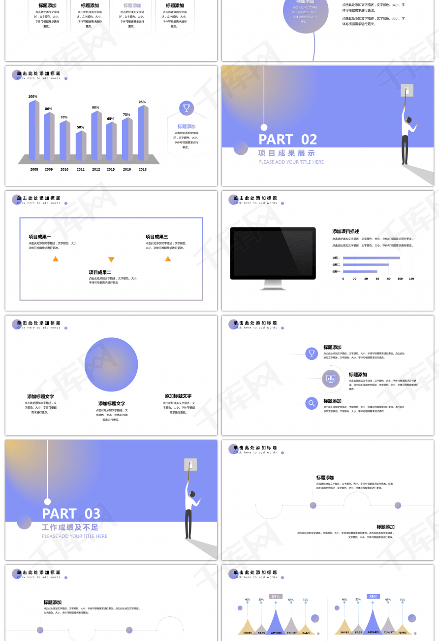 蓝色渐变2019年终述职报告PPT模板