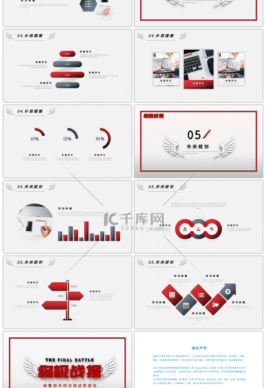 简约企业销售部门年终总结述职报告PPT