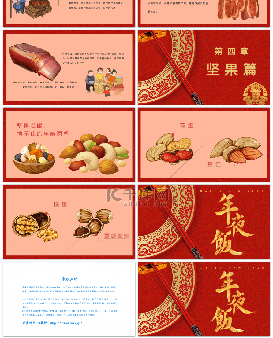 卡通新春春节美食介绍PPT模板
