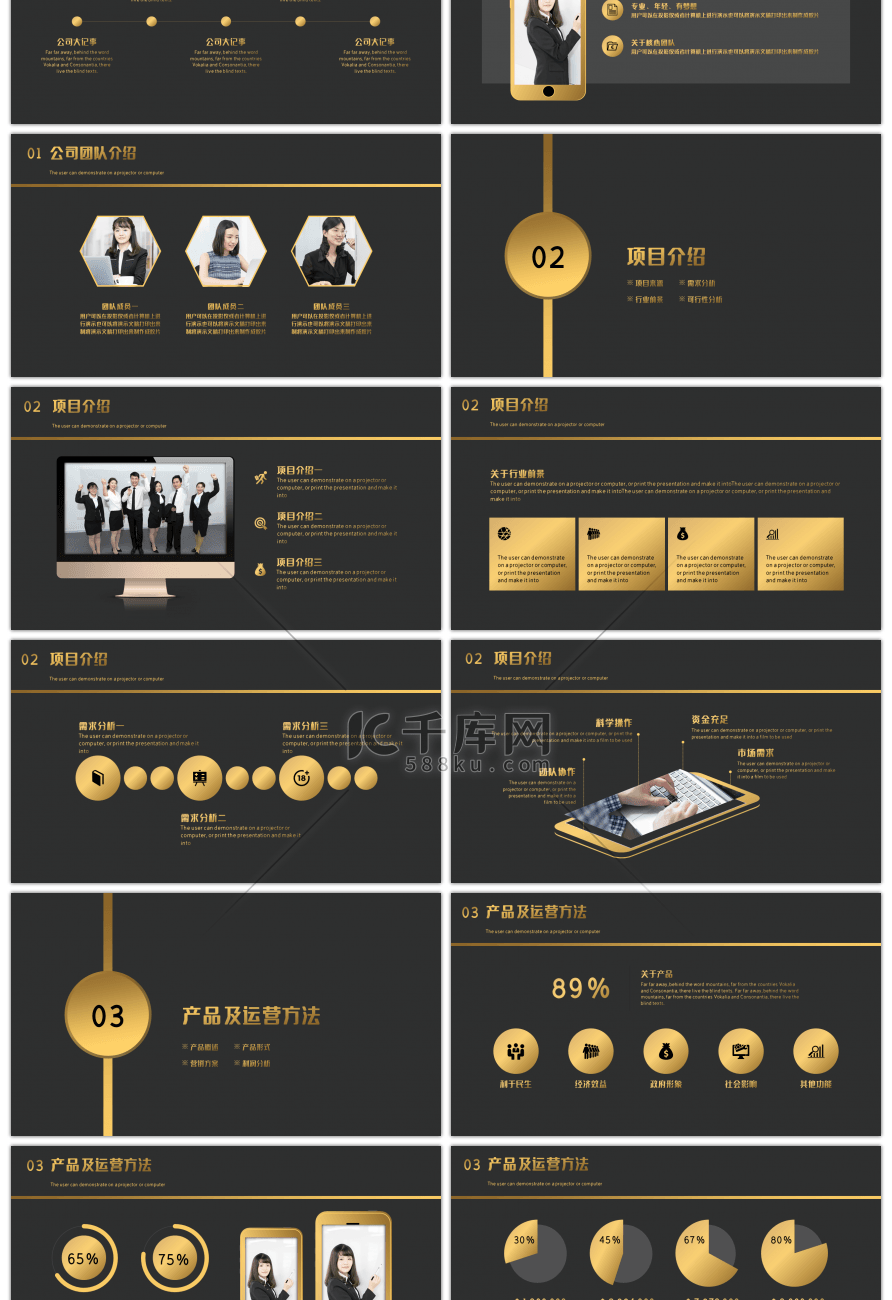 黑金创业融资计划书ppt模板