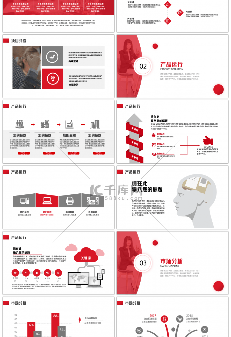 红色大气简约创业融资商务计划书PPT模板