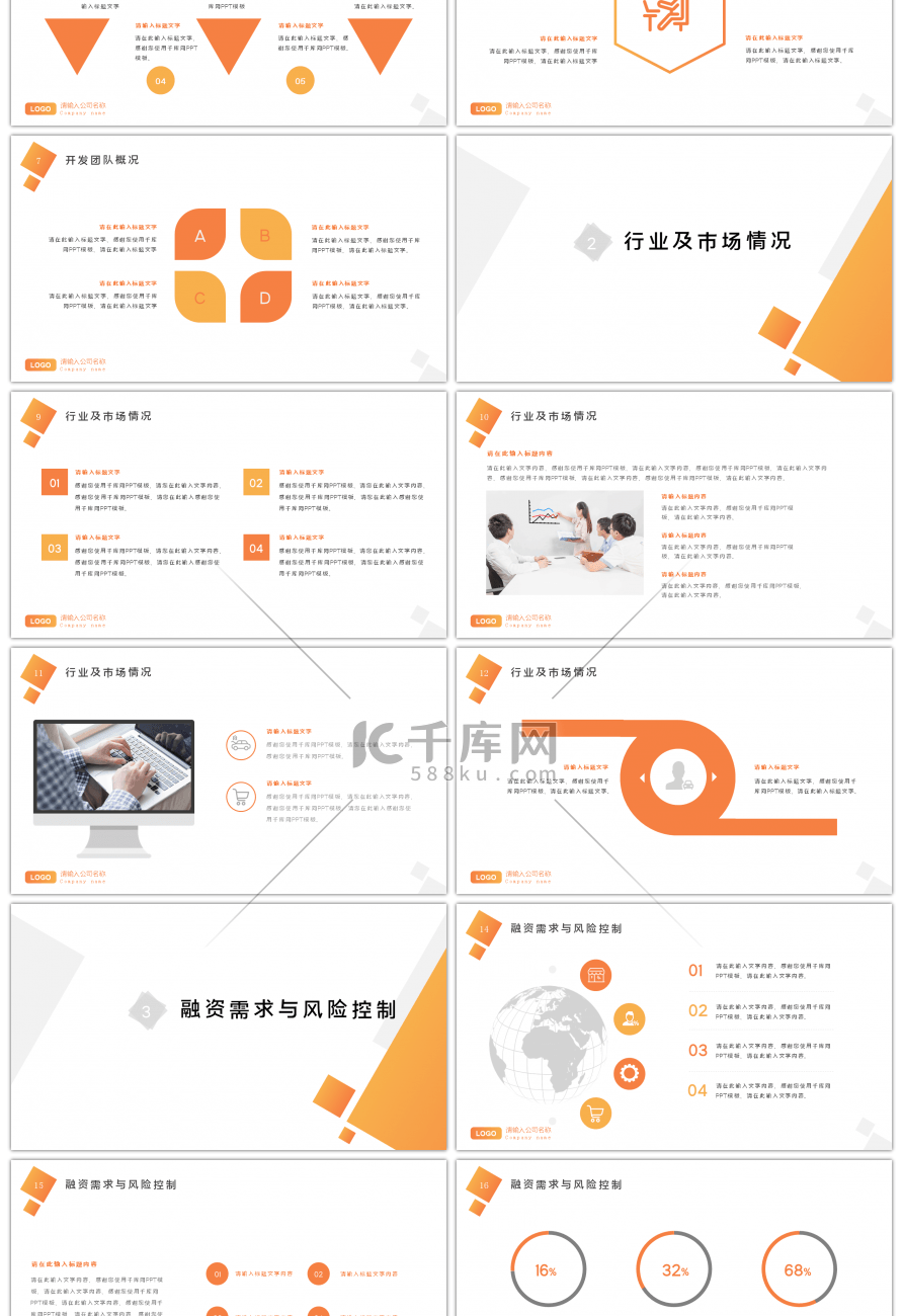 橙色渐变商业计划书PPT模板