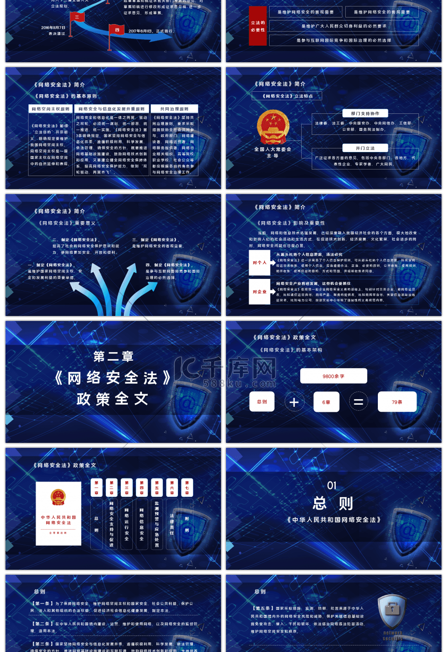 科技风格网络安全法PPT模板