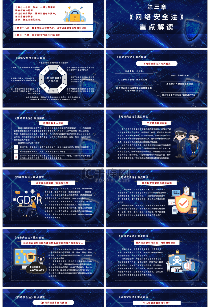 科技风格网络安全法PPT模板